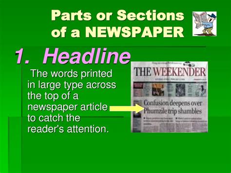 tagalog 10 parts of newspaper|Parts of the newspaper .